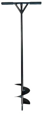 Relaxdays Erdbohrer, 150 mm, Zaunbau & Pflanzlochbohrung, Rutschfester T-Griff, manueller Handerdbohrer, Stahl, schwarz