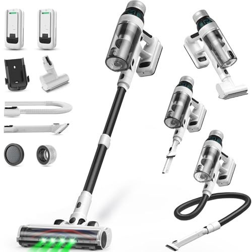 NuYupo Cordless Vacuum Cleaner, 2 Batteries 110 Mins Runtime Vacuum Cleaners for Home, 15-in-1 Powerful Stick Vacuum with LED Display, Anti-Tangle, Lightweight Vacuum for Hard Floors Carpets Pet Hair