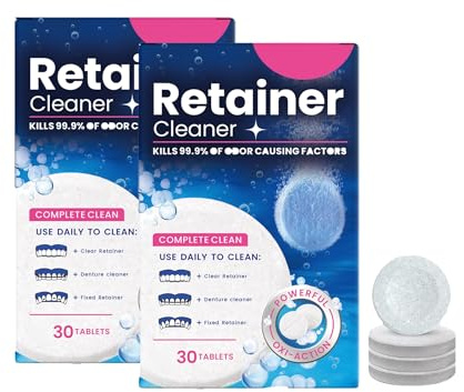 Detergente Bite Dentale,Fornitura Pulitore Bite Dentale,Pastiglie per la Pulizia Delle Dentate,Compresse Pulizia Dentiere Effervescenti con Risultati Rapidi In 30 Minuti Di Applicazione 2PC