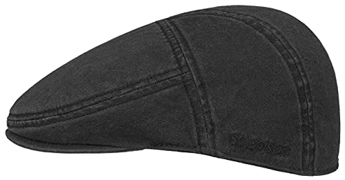 Stetson Paradise Cotton Schirmmütze Herren - Flatcap mit UV-Schutz 40 - Herrenmütze aus Baumwolle - Schirmmütze (Schirmlänge 4,5 cm) - Schiebermütze - Flat Cap Sommer/Winter schwarz L (58-59 cm)