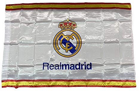 Real Madrid Bandera filos España tamaño 150x100 centímetros Producto Oficial Adaptada para Poner Palo