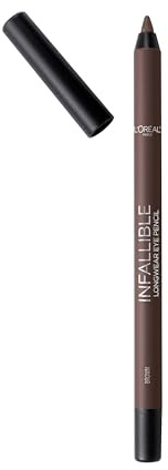 L'Oreal Paris Makeup Infallible Pro-Last Pencil Eyeliner, Waterproof and Smudge-Resistant, Glides on Easily to Create any Look, Brown, 0.042 oz.