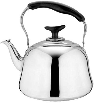 Backbayia Inox bollitore sifflante teiera Whistling Teapot Pot Campeggio Caffettiera Teiera con Manico, Argento, 1L