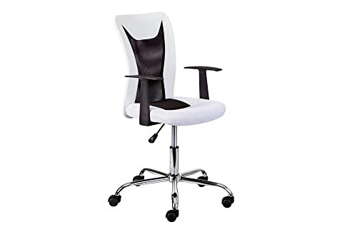 Inter Link - Chaise enfant pivotante - Chaise de bureau pivotante - Chaise de bureau ergonomique - Réglable en hauteur - Respirante - Blanc et noir - Donny