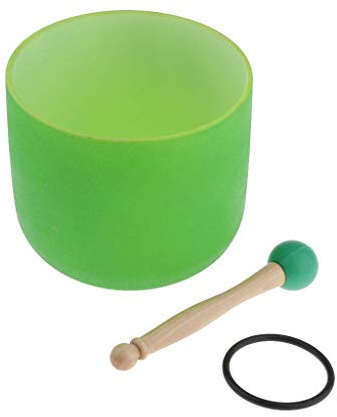 Tubayia 18 cm C Key kvartskristall ljudskål Singing Bowl slagverk musikinstrument (grön)