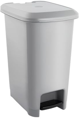 7house - Cubo de Basura Rectangular con Tapa y Pedal 60l, Polipropileno PP, Uso Doméstico, Hogar, Cocina, 60 litros Capacidad, Tapa Abatible, Higiénico, Desmontable, 51.5x37x63cm, Color Gris