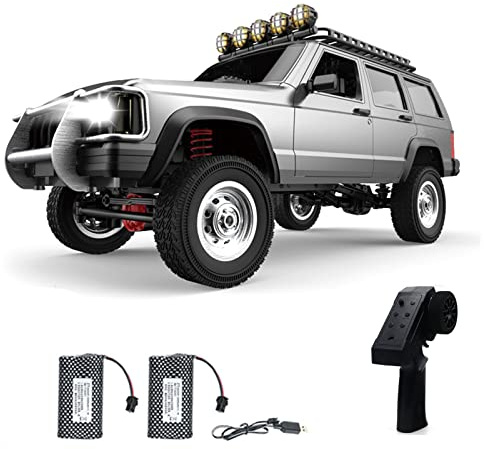 GoolRC RC Rock Crawler, 1:12 Scale Remote Control Car, 2.4Ghz 4WD Off Road RC Truck, All Terrains Climbing Vehicle, RC Car Gifts for Adults, Include 2 Batteries (Silver)