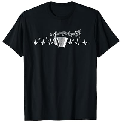 Accordéon en accordéon avec Battement de cœur T-Shirt, Homme, Noir, 4XL