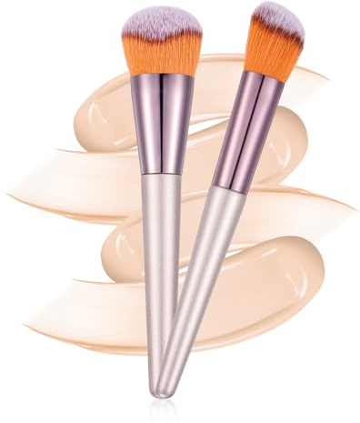 Andibro 2 Stück Make-up Pinsel, Abgewinkelter Foundation Pinsel Blush Pinsel Kabuki Pinsel Kontur Rouge Bronzer Highlight Multitasking Gesichtspinsel für flüssiges Creme Verbergen Mischen Festlegen