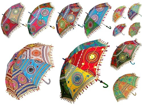 BML Indian Handmade Umbrella Traditional Rajasthani Indian Wedding Umbrella for Wedding Decoration Bride Mehandi & Haldi Festival Home Decoration (Pack of 10)