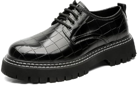 Vintage Plateforme Casual Chaussures Hommes Style Bruni Mode Bruni Chaussures en cuir, noir, 42 EU