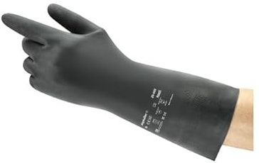 Ansell AlphaTec, guanti da lavoro, taglia 9, resistenti agli agenti chimici, in lattice, nero, 1 paio