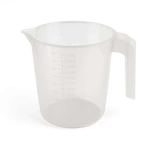 2L Clear Plastic Measuring Jug – BPA Free Multi-Scale Measurement (g, oz, fl oz, ml, Cups, Pints) – Stackable, 24x16x15cm