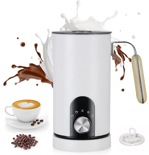 LiveGo Montalatte Elettrico 5 in 1 - Montalatte Automatico 350ml Grande Capacità, Riscaldatore e Scaldino per Latte Schiumatore per Latte Caldo e Freddo per Caffè, Latte, Macchiato, Cappuccino