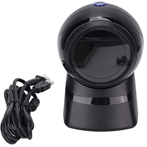 Gonetre Skrivbords streckkodsläsare, 1D 2D USB handsfree Plug and Play för butik stormarknad, med känslig noggrann skanning på etiketter papperstelefoner