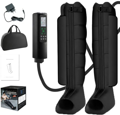 Huachorial pressterapi Recovery Boots för idrottare och hem | 6 luftkammare sekventiell, 12 program, tryck 60–270 mmHg, 3 200 mAh batteri, träningsträning och daglig avkoppling hemma