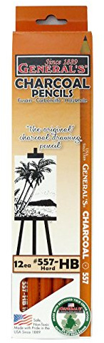 General 11000734 Charcoal Pencils, Black, HB12 Pieces