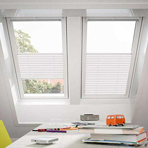 VELUX Original Faltstores Plissee für VL, VU, VKU Y23/Stofffarbe 1016/Uni Weiß, Schienenfarbe Silber//FHL Y23 1016S