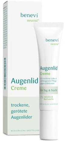 benevi Augenlid-Creme 15 ml (1er Pack) für trockene, empfindliche Augenlider. Kein Fettfilm. Auch als tägliche Augenlidpflege bei zu Lidekzem oder Rosacea neigender Haut.