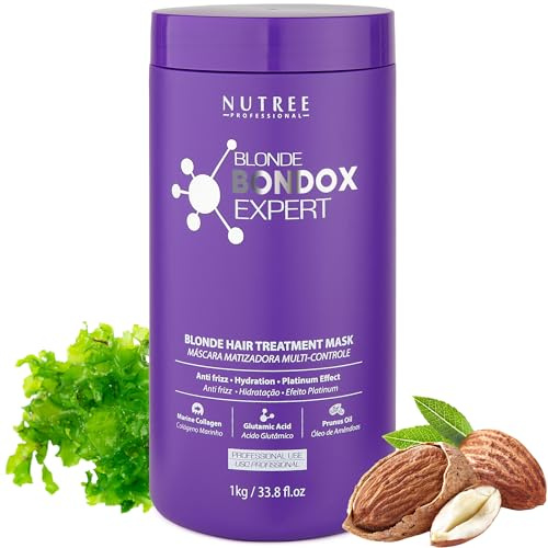 Keratin Hair Mask for Blondes – Deep Repair & Anti-Frizz Treatment with Almond Oil, Shea Butter & Marine Collagen – Restores Shine & Smoothness (BLONDE BONDOX TREATMENT 1kg)