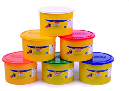 Jovi Blandiver Neon Knete, extra weiche Knetmasse in leuchtenden Farben für Kinder ab 2 Jahren, gelb, grün, pink, orange, blau, rot, 6 Dosen je 460g
