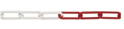 Chaîne à maillons en PE - épaisseur maillons 6 mm - rouge-blanc, lot de 10 m - Chaîne de délimitation Chaînes de délimitation Signalisation et balisage