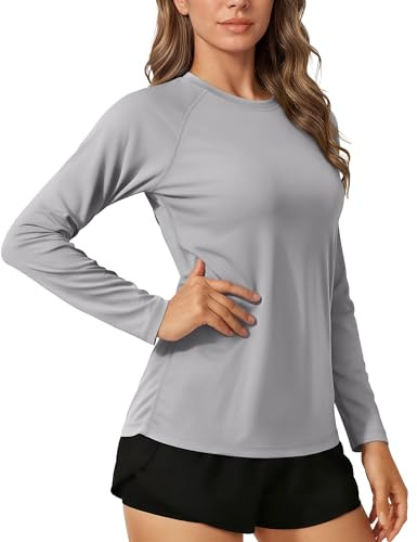 TACVASEN Mujeres Tops de Manga Larga UV Camisetas de Protección Solar UPF 50+ Camisetas de Rendimiento para Al Aire Libre
