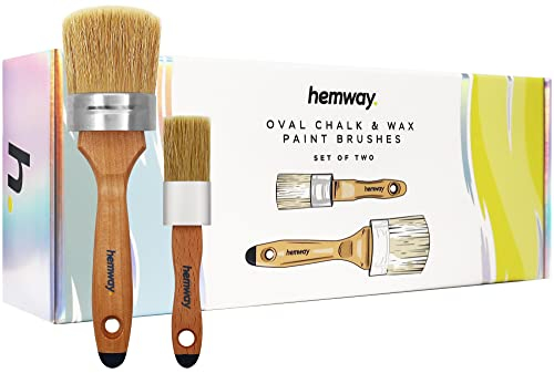 Hemway Chalk, Lacquer & Wax Oval Paint Brush Set Pack of 2 | For Painting & Decorating Furniture, Walls, Wood, Skirting, Cupboard, Fence | 1.1 Inch & 2 Inch Oval Chalk Paint Brushes Set