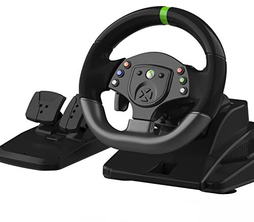 Steering Wheel for Xbox 360，PC Gaming Racing Wheel，volante para PC, 180 Degree Driving Wheel with pedals and shifter for XBOX 360 / PS3 / PC / Switch / Android