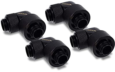 Alphacool Eiszapfen 16/10 mm raccordo a compressione, 90°, orientabile, G1/4-4 pezzi, set nero scuro