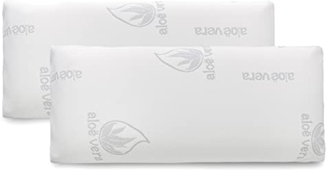 MERCURY TEXTIL- Almohada viscoelástica con núcleo 100% Viscoelástico, Tejido de Aloe Vera, Anti ácaros, Anti bacterias, Termorregulable y Ergonómica. Libera la presión Cervical (2 Unidades 70 cm)