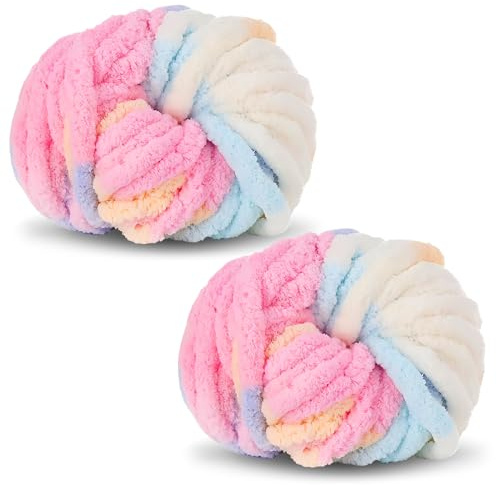 Vellivar Chenille Yarn Chunky for Crochet, 500g Chunky Wool for Crochet Yarn Chunky Chenille Super, Thick Wool for Crochet Chunky Flutterby Yarn, 157 ft Long Fluffy Yarn