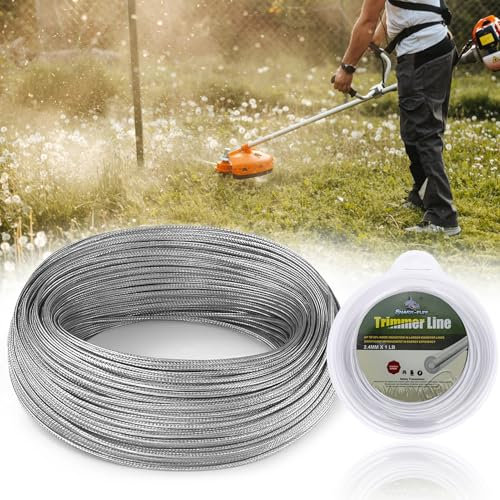 41 m de alambre de acero, hilo de corte de 3 mm de diámetro, hilo para desbrozadora, cortacésped, hilo de nailon de acero, hilo de cortacésped, cuerda para césped, jardín