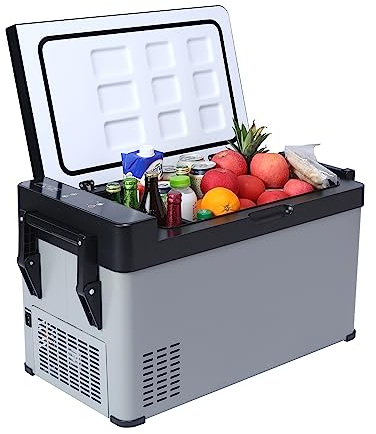 votoza 38L Car Refrigerator, Car Fridge Box 12V Plug in, Portable Camping Fridge for Campervan, 12V/220-240V Dual Voltage, -22℃ to 20℃, with Handle