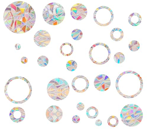 29 tablets Colorful Round Window Sticker Set, Includes Solid and Open Circles, Window Decals for Bird Strike Prevention, Round Anti-Collision Window Clings for Glass Safety