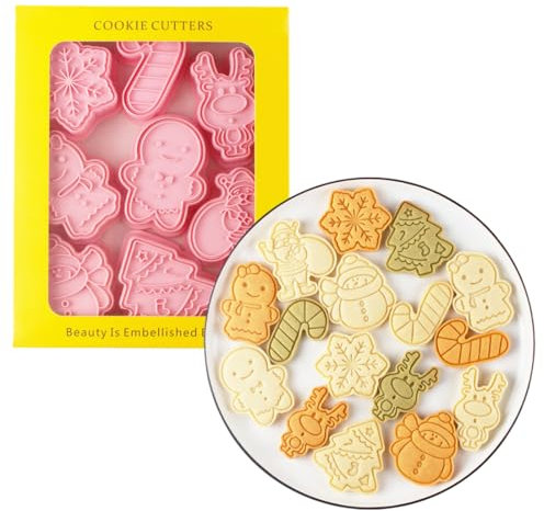 Weihnachtsausstecher, 8 Stück Plätzchenausstecher Weihnachten, 3D Ausstechformen Weihnachten, Keksstempel Weihnachten, Keksausstecher für Motivtorten Plätzchen Deko Kekse Backen Küche Zubehör