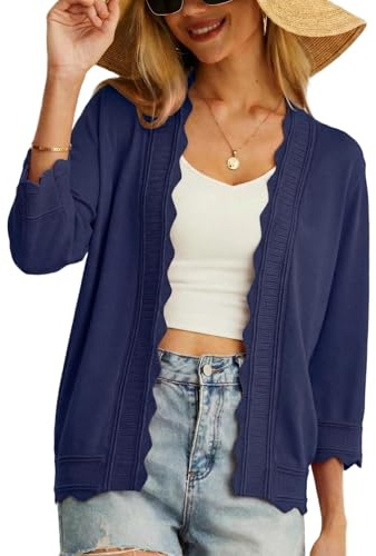 GRECERELLE Cardigan da donna estivo leggero bolero elegante Shrug Ruffles Cardigan da donna maglione a maniche volant per abito sera estiva matrimonio, Blu mare, XL