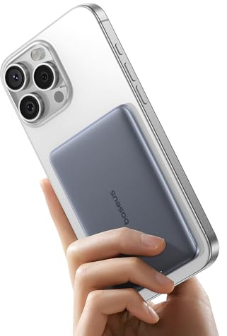 Baseus Picogo AM41 Power Bank, 0.3 Ultra Slim 5000mAh Magsafe Powerbank, PD 20W Fast Charging, Portable, Mini Wireless Magnetic Battery Pack with USB C Cable for iPhone 17 Air/16/15/14/13, Space Grey