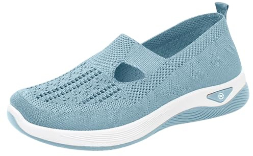 Zapatos ortopédicos casuales para mujer, de malla transpirable, sin cordones, para caminar, con soporte de arco, tenis ortopédicos para fascitis plsntar, sandalias elásticas planas ortopédicas