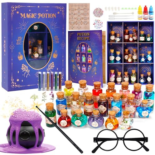 Sntieecr Magic Potion Kit for Kids, Kids Potion Making Kit with Magic Display Box, DIY 20 Mixed Wizard Potion Bottles, Potions Kit for Kid Gifts, Arts and Crafts for Kid Ages 6-8,8-10,10-12 Years