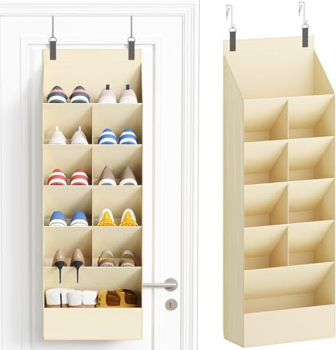 Lifewit Dörrförvaring Skor 6 Nivåer med 11 Djupa Fickor, Hängande Förvaring Dörr Organizer för Skor, Over Door Organizer för Stövlar, Sneakers, Garderob, Hem, Sovsal, Beige
