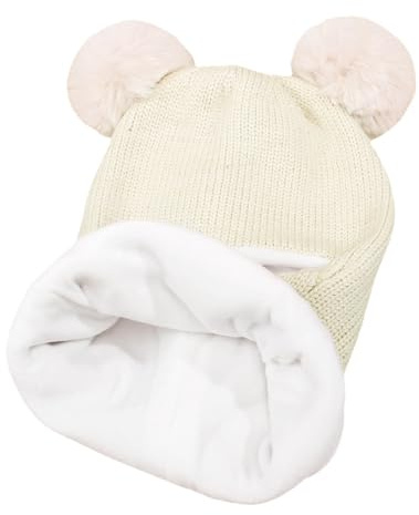 Baby vinterhatt halsduk set småbarn mössa hattar flicka pojke med hals varm mössa för barn stickad varm för kallt väder mössa leopardmönster, Beige, one size