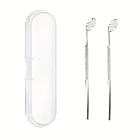Juego de espejos for herramientas de inspección dental, portátiles, con caja de almacenamiento, reutilizables, for mujeres, con pestañas injertadas, de acero inoxidable.(3set(6pcs+3box))