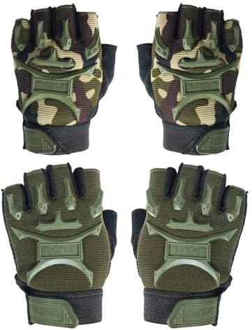 DUINIU 2 Pares De Guantes Deportivos De Medio Dedo, Antideslizantes, De Agarre Estable, Transpirables Y Cómodos De Usar, Adecuados Para Montar, Usar Scooter Y Patineta, Camuflaje.