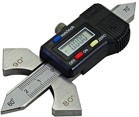 RIVERWELD Digitalanzeige Schweißlehre Schweißtest Ulnar 4 Winkelanzeige am Gehäuse: 60°, 70°, 80°, 90° Ablesung Zoll, Metrisch, Zoll Bruchteilprüfung Schweißhöhe Kehlnahtdicke Fasenwinkel