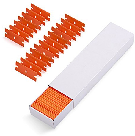 Ehdis 100 Pcs Plastic Blades for Scraper, Blades Edges Plastic Scraper Blades for Removing Window, Paint, Glass, Glue, Stickers, 1.5 inch, Orange
