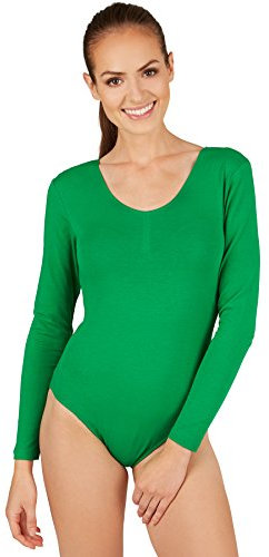 tectake dressforfun Damen Langarm-Body mit Rundhals Ausschnitt (S | Grün | Nr. 301295)