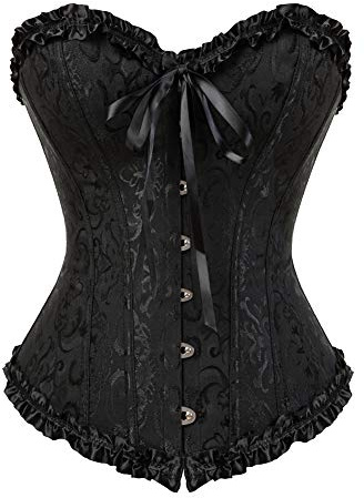 Grebrafan Plus Size Overbust Classic Corset Bustier Top Gothic S Black