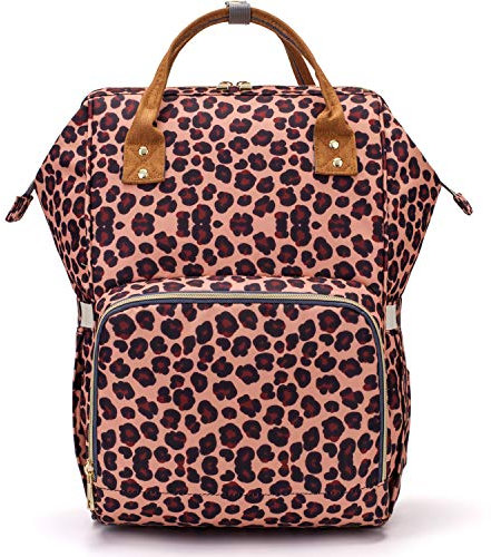 Baby Wickelrucksack Wickeltasche, Multifunktional Große Kapazität Babytasche (Leopard)