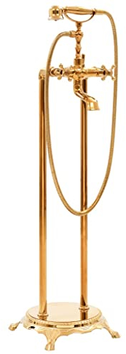 vidaXL Grifo para Bañera de Pie de Acero Inoxidable Fontanería Piezas Herramientas Accesorios Bricolaje Estilo Moderno Funcional Dorado 99.5cm